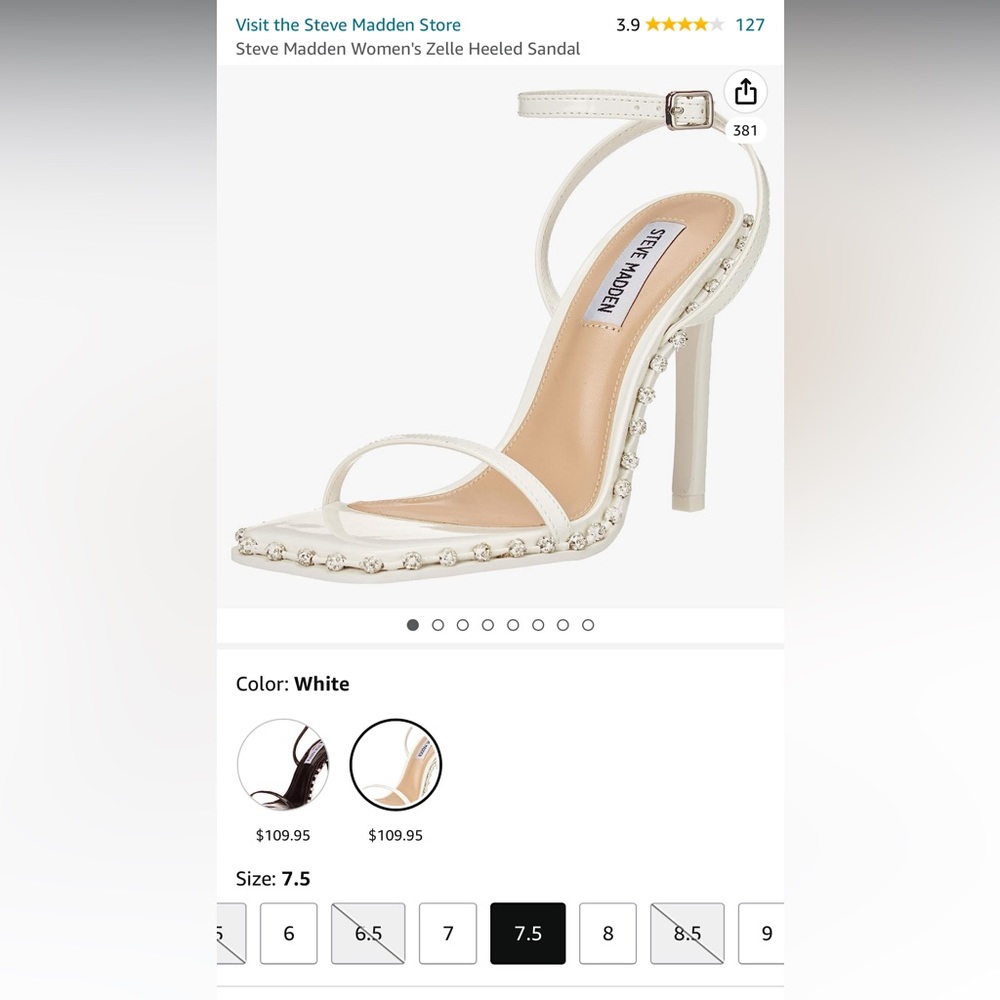 Zelle Heel Sandal Steve Madden White Rhinestone Strappy